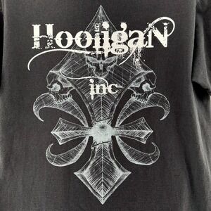 Y2K Hooligan Inc. Double Sided Tattoo Fleur de Lis Medieval Black Shirt L MMA